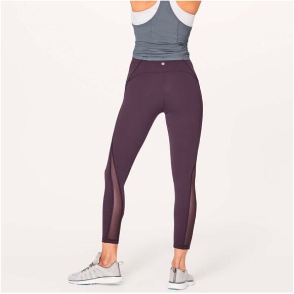 Lululemon Leggings Womens 4 Purple Pelt Train Times 7/8 Mesh Athletic Run Sporty - Picture 1 of 10